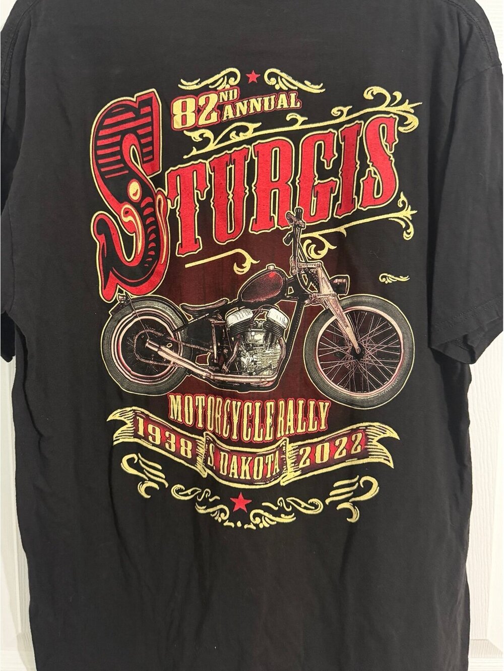 82nd Annual Sturgis Motorcycle Rally T-Shirt 1938-2022 SIZE LARGE